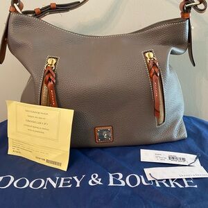Dooney & Bourke Elephant Gray Leather Hobo Bag